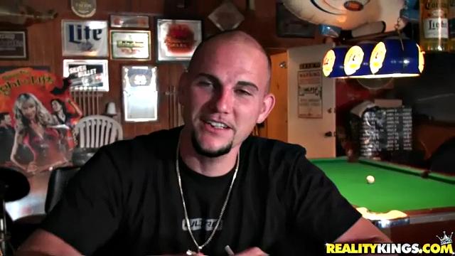 Tattooed brunette serves up a hot reverse cowgirl in billiards