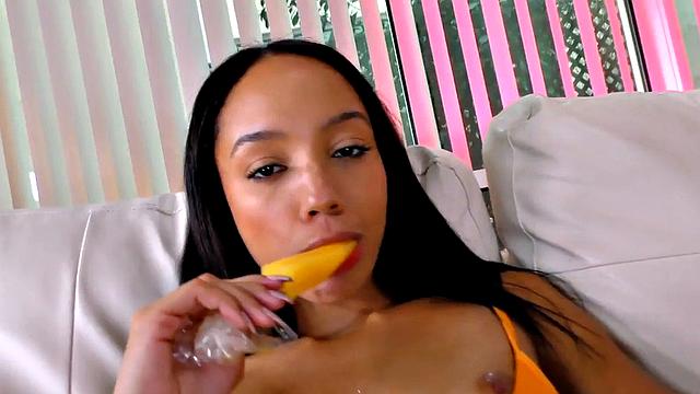 Cocksucking POV Ebony puts dick in her greedy mouth