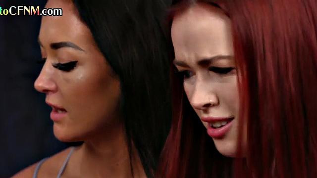 British femdoms suck and wank in group CFNM at home