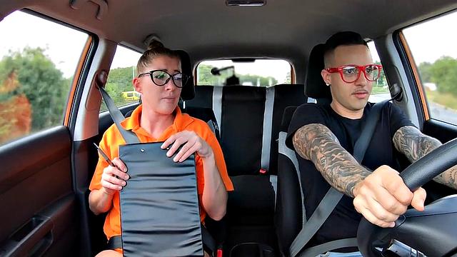 Cougar driving instructor cockriding student