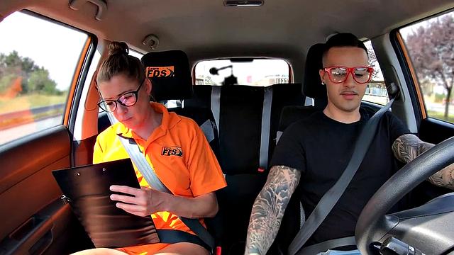 Cougar driving instructor cockriding student