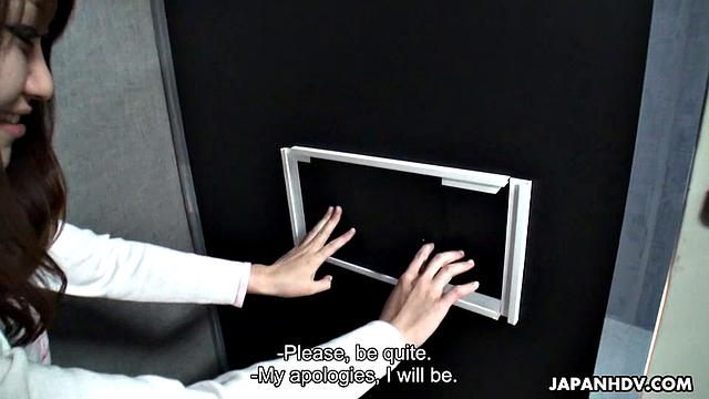 Pretty lady likes her new job a lot