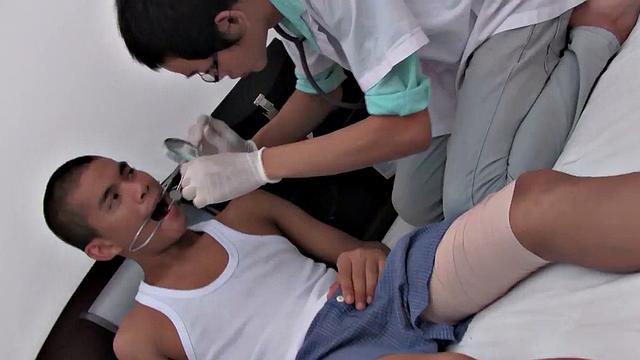 Hurt Asian twink bareback fucks during medical visit