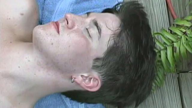 18 year old Eion Reilly spots Joey Landis massaging his package and decides to offer him a better option. The two quickly start removing each other's clothes and exchange blowjobs.