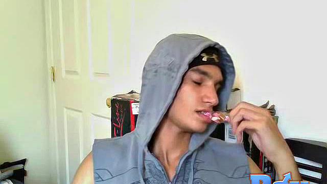 tristan slowly strips down and teases every inch for a hungry guy