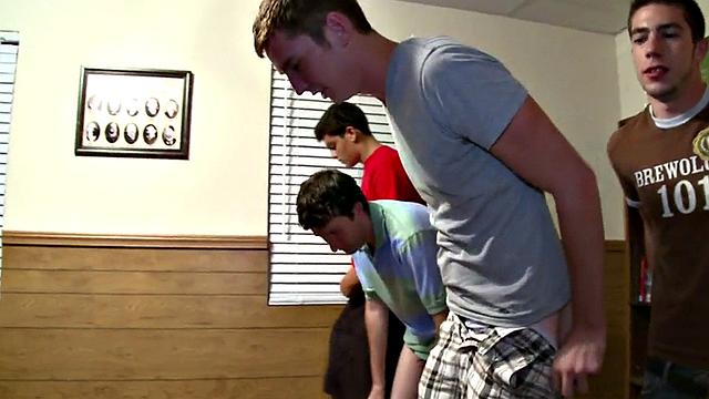 College guy hazed and fucked in front of college voyeurs