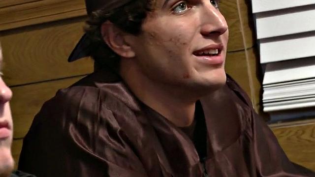 College guy hazed and fucked in front of college voyeurs