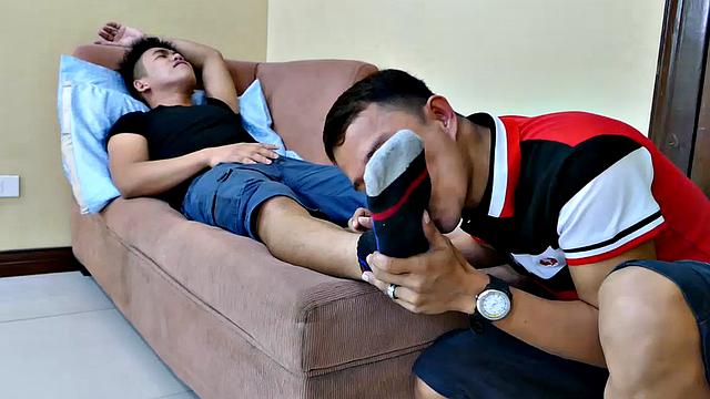 Having met through a male feet fetish community, these Asian gay boys have been in love ever since. Alex and Rico enjoy foot fetish sex almost every day, and today is no different.