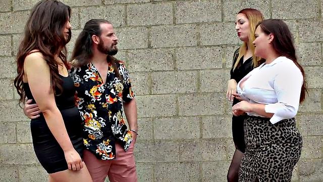 CFNM British babes suck cock in group oral session