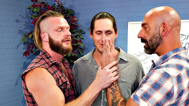 Fisting stud gets in 3some by handsome gaydaddies