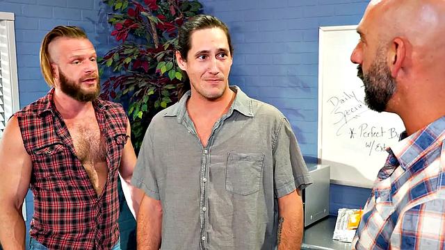 Fisting stud gets in 3some by handsome gaydaddies