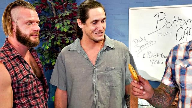 Fisting stud gets in 3some by handsome gaydaddies