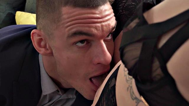 Inked babe in lingerie spanked and banged by BF