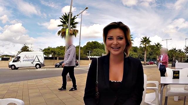 Big-titted teen with a smile gets her ass drilled hard in public after casting