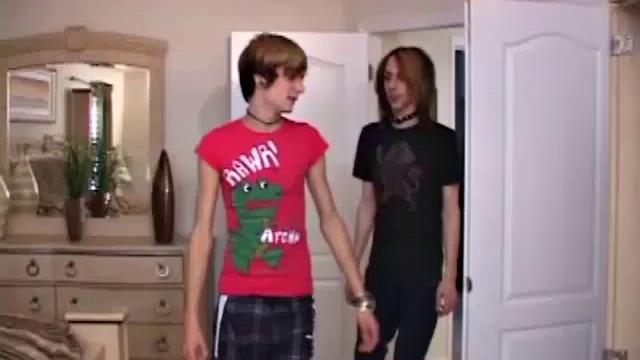 Goth twink Videl follows emo twink, Ashton Gore, back to his house. They talk a bit and starts ucking on each other's dick. Videl then fucks his punk rock buddy in the ass. The chemistry is so hot, the boys cum in unison.