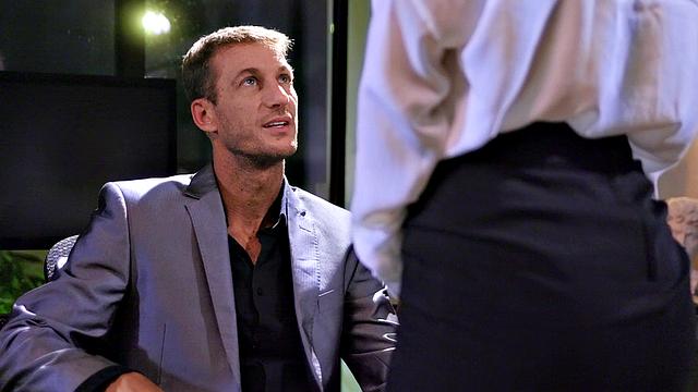 American office babe dominated in high heels & cowgirl position