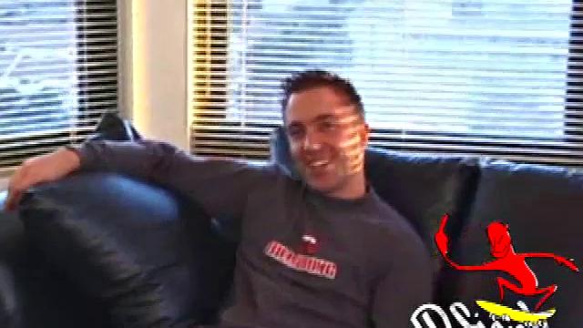 While watching a straight porn video, they both start working their cocks and Johnny tells Nate he wants a blowjob. But it's Johnny who bends over and Nate blows him. Then Nate returns the favor by sucking Johnny's dick.