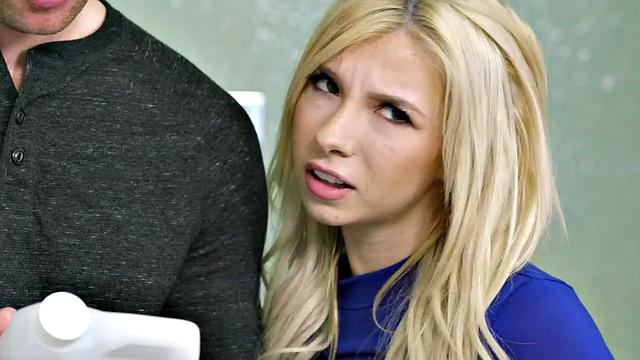 Petite stepsister rides stepbro's oiled cock in the bathroom