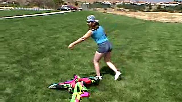 Little April Outdoors chugs a popsicle in her homemade video