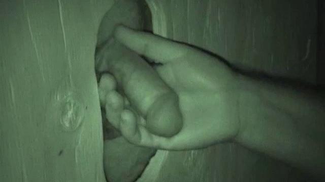 Most of the time, guys hitting the glory hole are into blowing their load fast and then they're out of there. Auntie Bob got a quick glimpse of him, on his way into the public rest room.