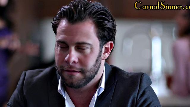 Sinning babe penetrated in 3some after deepthroating