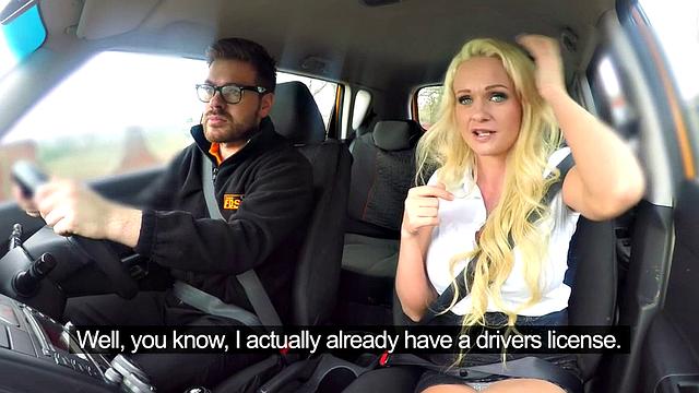 Bigtit british babe fucks driving tutor in cowgirl pose