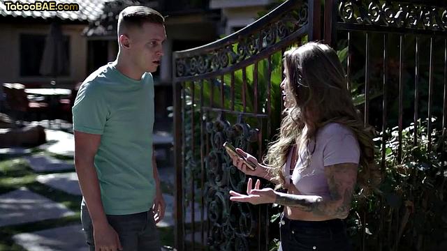 Stunning inked ebony cockriding stepbro