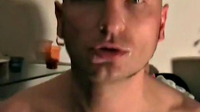 Skinny German guy fucked in closeup homemade threesome