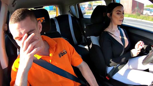 Cocksucking babe deepthroating to pass the test