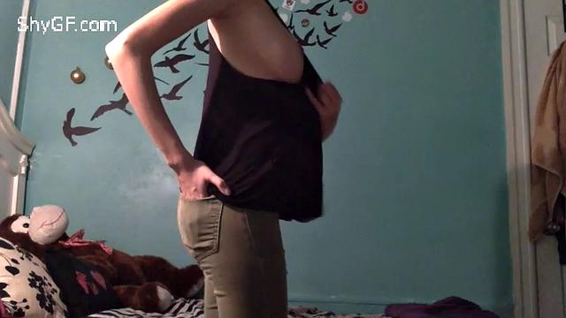 My shy GF shows me her beautiful body