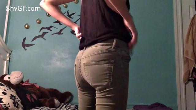 My shy GF shows me her beautiful body