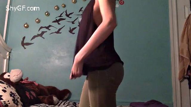 My shy GF shows me her beautiful body