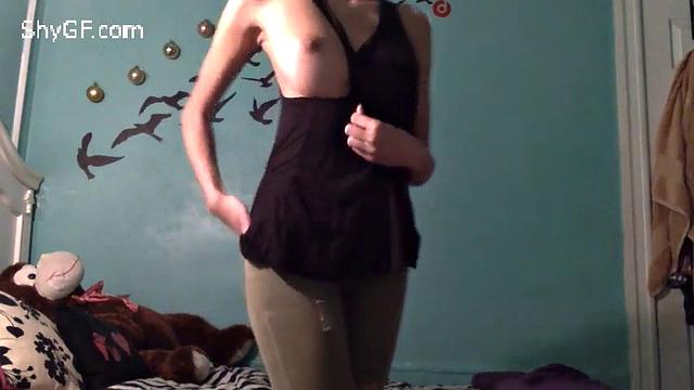 My shy GF shows me her beautiful body