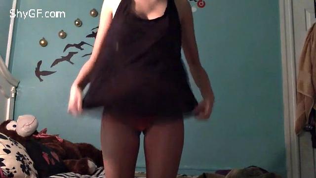 My shy GF shows me her beautiful body