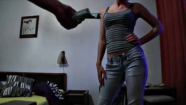 Pixie Haired Blonde Swallows All Of Stranger's Hot Cum