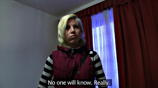 Pixie Haired Blonde Swallows All Of Stranger's Hot Cum