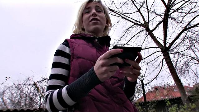 Pixie Haired Blonde Swallows All Of Stranger's Hot Cum