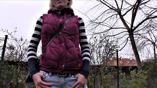 Pixie Haired Blonde Swallows All Of Stranger's Hot Cum