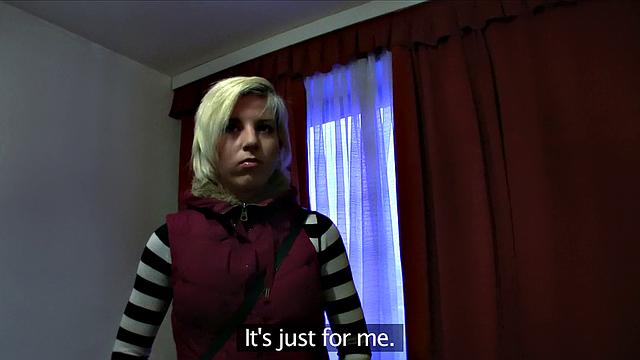 Pixie Haired Blonde Swallows All Of Stranger's Hot Cum