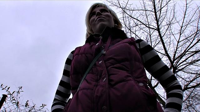 Pixie Haired Blonde Swallows All Of Stranger's Hot Cum