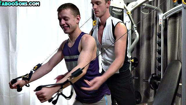 Gym daddy barebacks taboo stepbrother twinks in 3some