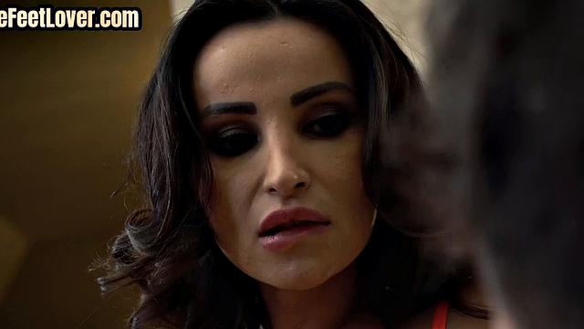 Footworship stunning model sucks cock and gets fucked