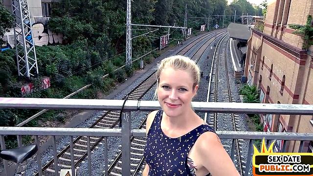 Real inked german fucked outdoors after being pulled