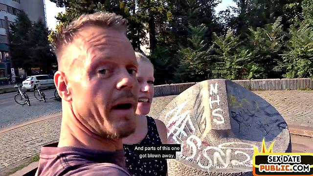 Real inked german fucked outdoors after being pulled