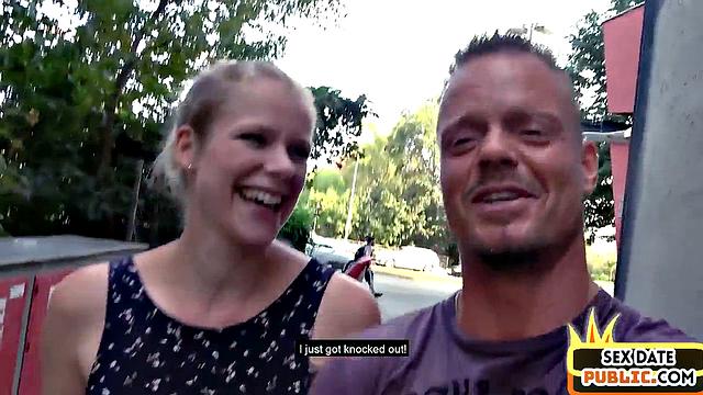 Real inked german fucked outdoors after being pulled