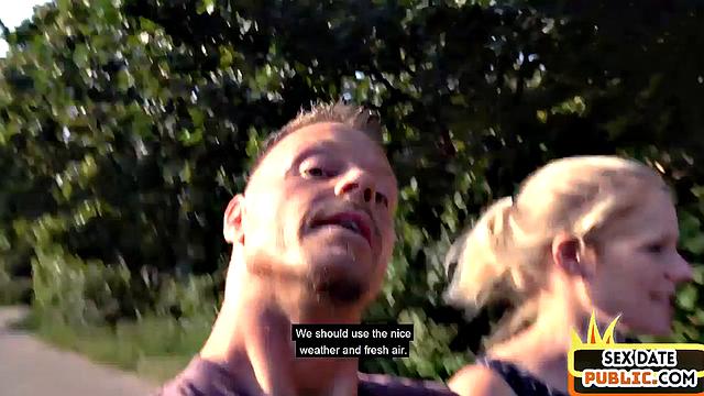 Real inked german fucked outdoors after being pulled