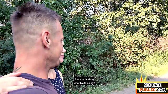Real inked german fucked outdoors after being pulled