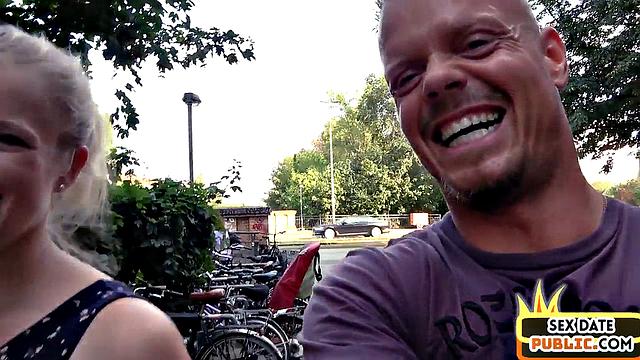 Real inked german fucked outdoors after being pulled