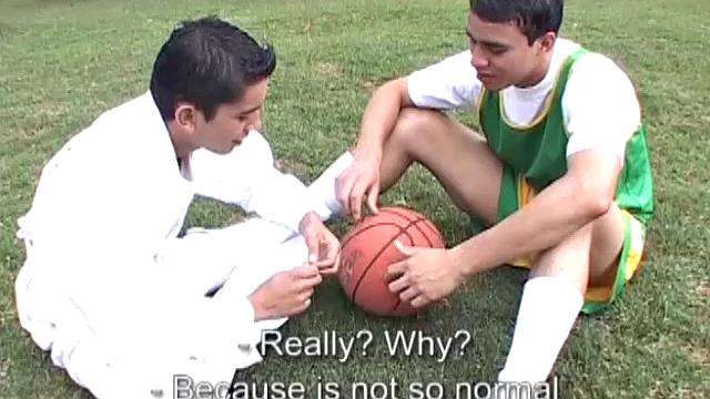 Young Latinos Pablo and Edwin meet in the park, and after getting to know each other decide to move indoors for some fun. On the floor, the two quickly strip and are rock hard by the time they are naked.