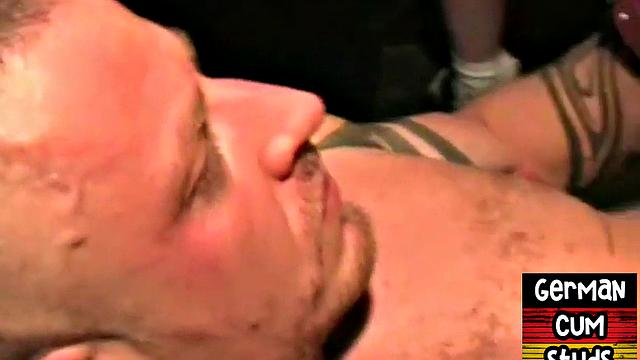 Gangbanged German gay fucked and assfisted in sling